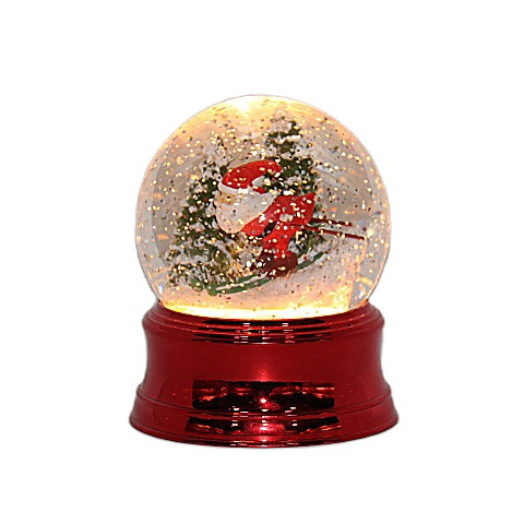 Newest Glitter LED Snowing Santa Plastic Glass Christmas Water Snow Globe Lantern for Table Top Light Up  Decoration