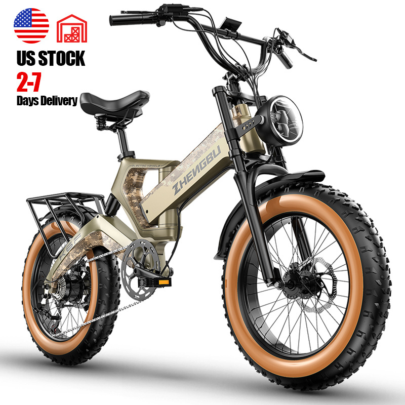 Zhengbu OEM 20 inch 48V 1000W mountain city adult electric bicycle folding electric fat tire dirt bike electric bicycle ebike