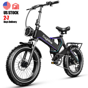 USA Warehouse Wholesale 750W 1000W 20 Inch Long Range E-bike Foldable Fat Tire Electric City Folding Hybrid Bike For Adults