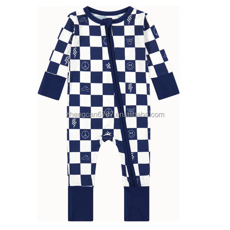 Custom Bamboo Fiber Jumpsuit Kids Cartoon Zipper Pajamas Cloud Pattern Long Sleeves Baby Girl Costume Romper