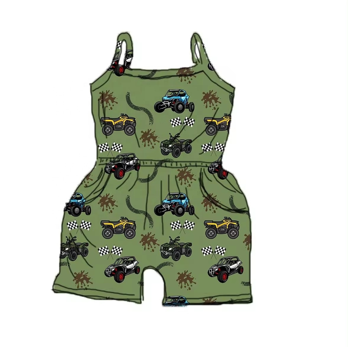 Bamboo children jumpsuits baby playsuits zipper for 0m to 16 years jeep print girl summer romper