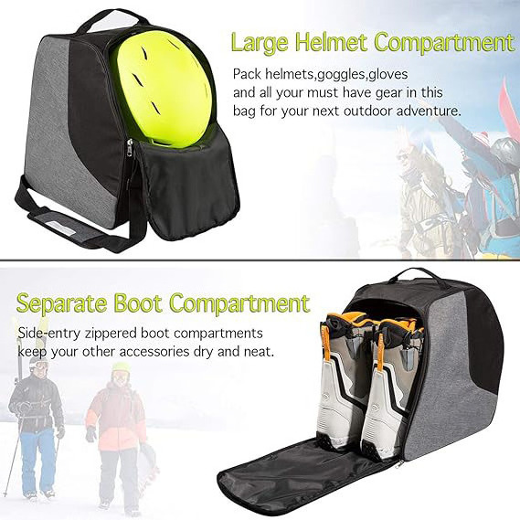 Ski Boot Bag Skiing and Snowboarding Travel Bags for Helmet, Goggles, Gloves, Outerwear & Accessories