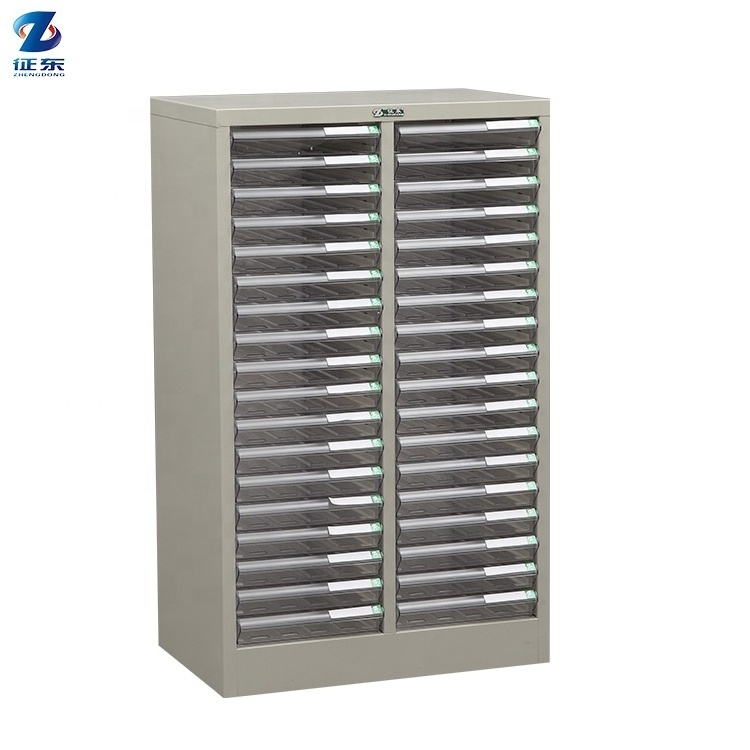 High Quality Study Transparent Drawer 18 Deep Drawers Double-Row  Metal File Cabinet With Wheel