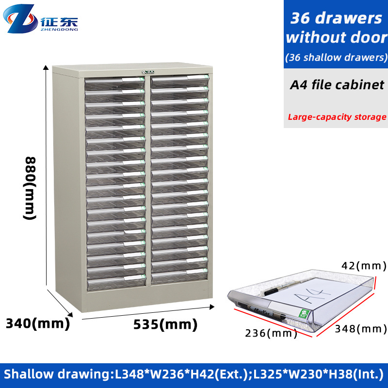 High Quality Study Transparent Drawer 18 Deep Drawers Double-Row  Metal File Cabinet With Wheel