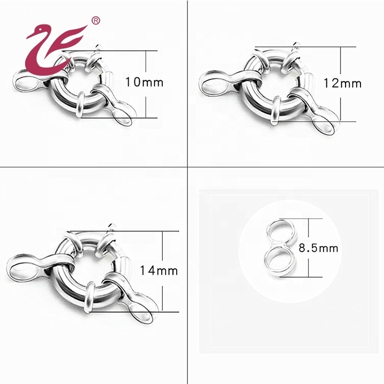 high quality round lobster rose gold plated clasp 925 Sterling silver ring lock for pearl necklace bracelet diy making clasps