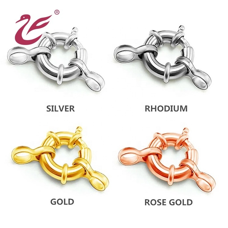 high quality round lobster rose gold plated clasp 925 Sterling silver ring lock for pearl necklace bracelet diy making clasps