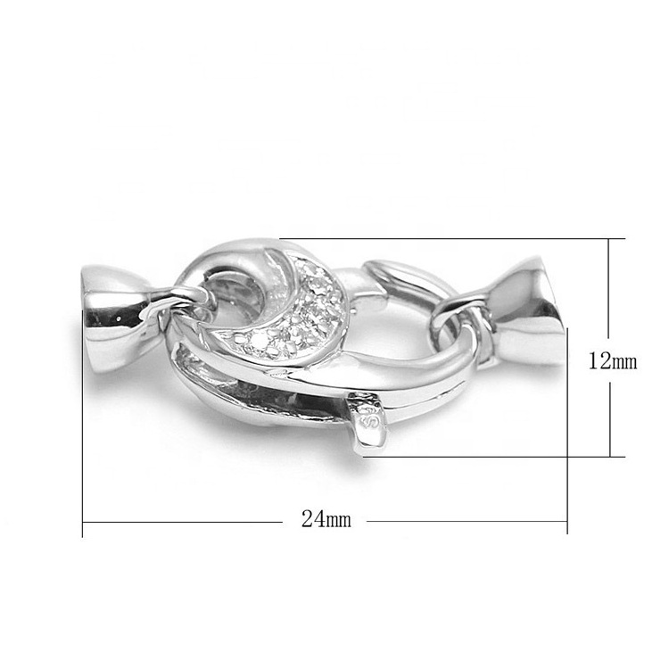 lobster claw buckle 925 Sterling silver luxury jewelry  lock charms draw string clasp Pearl necklace fashion zircon classy clasp