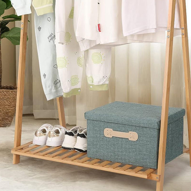 Small Clothes Rack Kids Dress Up Storage for Playroom, Toddlers Bedroom, Bamboo Child Garment Rack with Storage Shelf