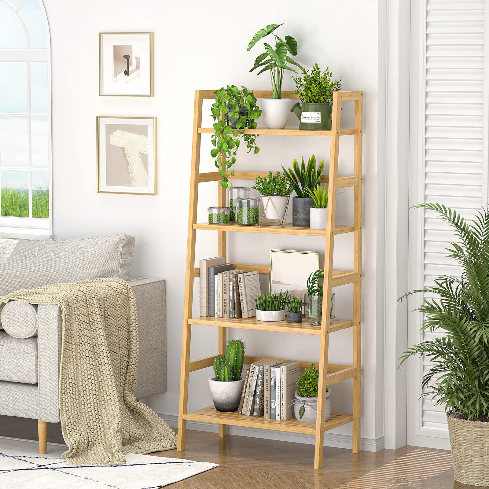 Unit Plant Stand for Small Space, Bedroom, Living Room, Home Office Freestanding Open Bookcase Book Shelf Bathroom Storage Shelf