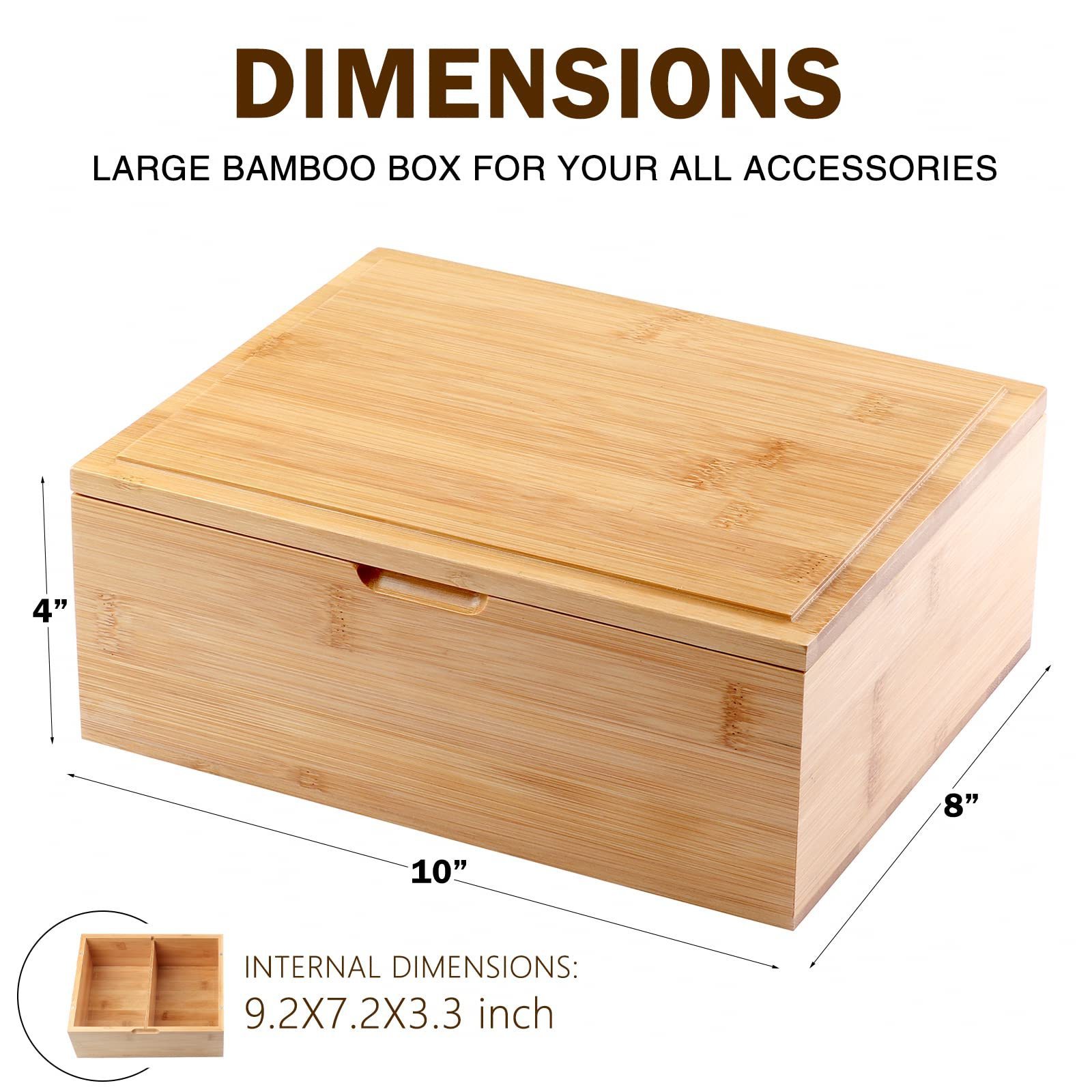 Large Natural Bamboo Decorative Storage Box Wooden Keepsake Box Magnetic Lid for Home Storage