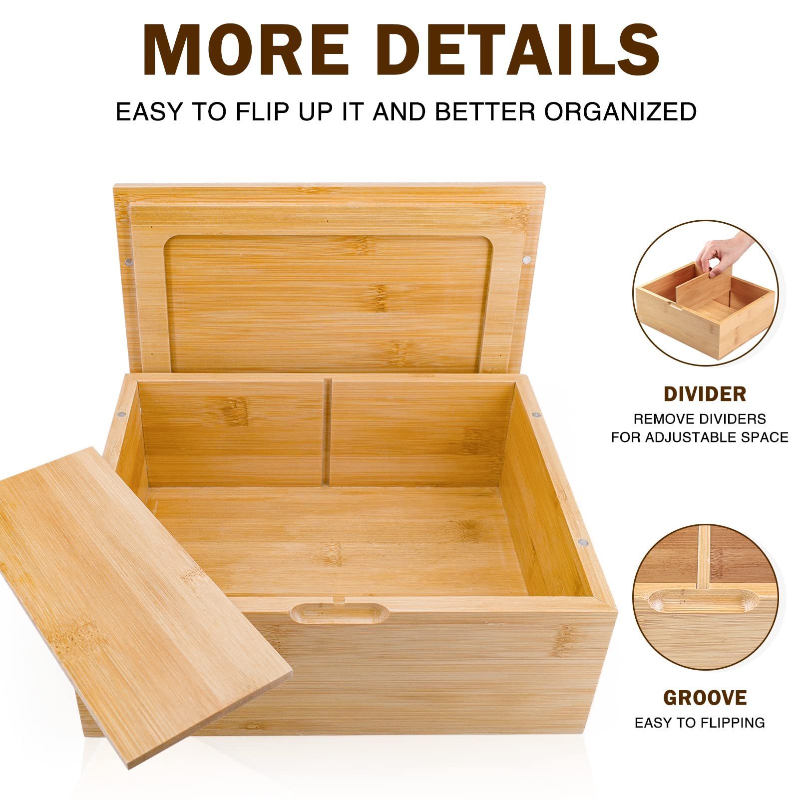 Large Natural Bamboo Decorative Storage Box Wooden Keepsake Box Magnetic Lid for Home Storage