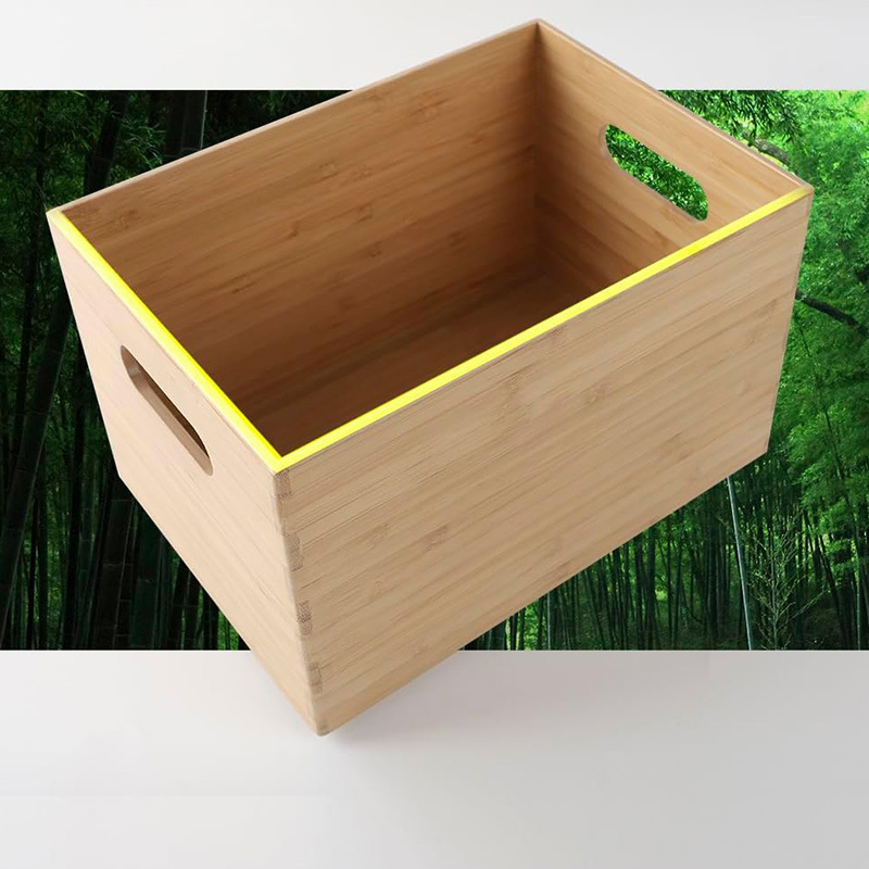 Lidded Stackable Bamboo Storage Cube/Basket/Bins Organizer, Storage Box w/Handles for Home Kitchen Clothes