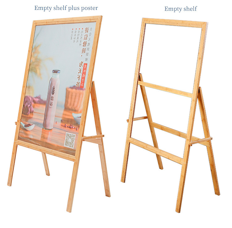 Foldable Outdoor Welcome Double Sided Bamboo A-Frame Sign Display Snap Frame Poster Stand for Advertising