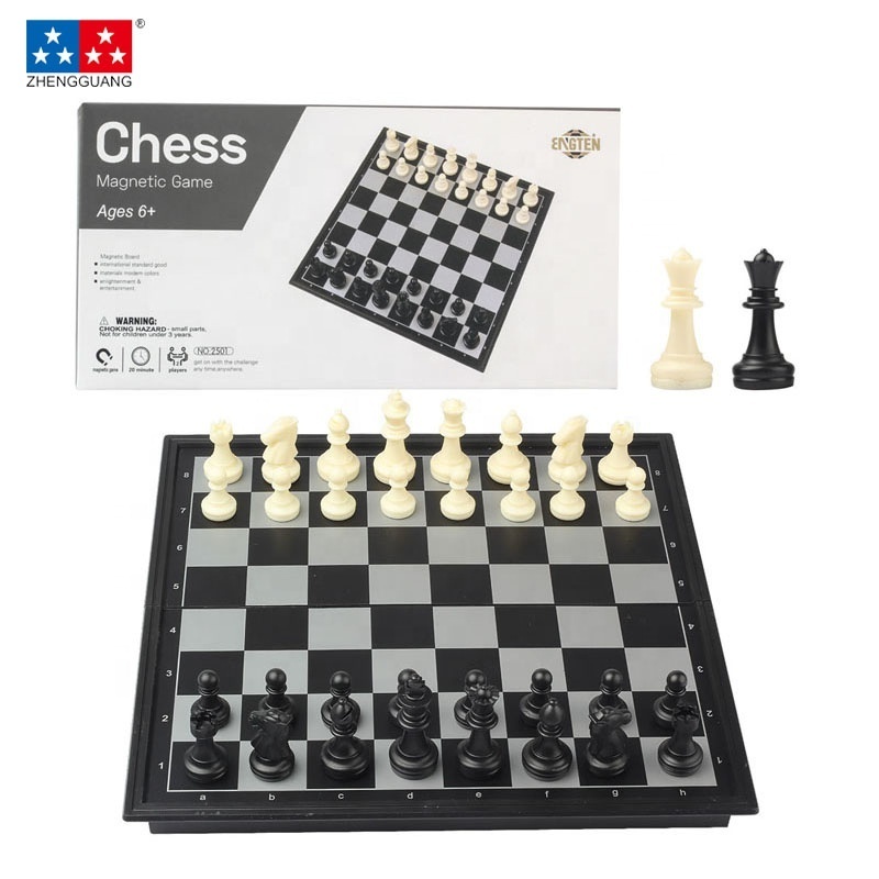 Travel Chess Set Plastic Magnetic Folding Chess Board with Storage Box