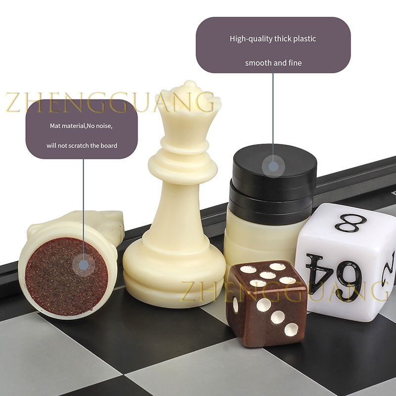 Zhengguang Toys Magnetic Travel Chess and Backgammon Game Set Eco-Friendly Plastic Board for Children Adults for Tournaments