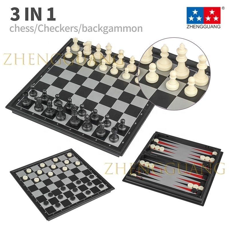 Zhengguang Toys Magnetic Travel Chess and Backgammon Game Set Eco-Friendly Plastic Board for Children Adults for Tournaments