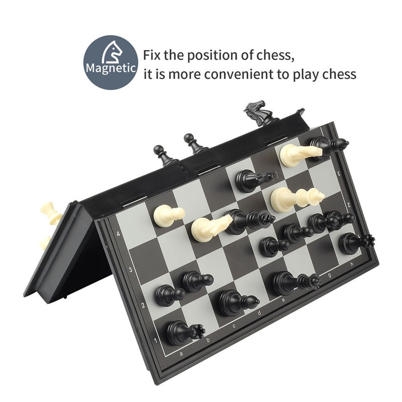 Travel Chess Set Plastic Magnetic Folding Chess Board with Storage Box