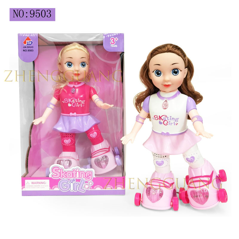 Zhengguang Toys Fashion Doll For Kids Skating Girl Toy With Light And Music BO Plastic Remote Control RC Toy