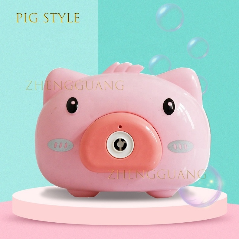 Zhengguang Kids Automatic Bubble Camera Toy With Led Flashing Lights Music Camera Bubble Machine Cartoon Bubble Camera Toy Pig