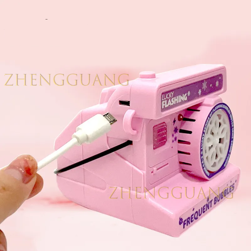 Zhengguang Toys Summer Outdoor Plastic Toys Battery Music Light Bubble Camera Automatic Bubble Machine Gun For Kids