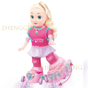 Zhengguang Toys Fashion Doll For Kids Skating Girl Toy With Light And Music BO Plastic Remote Control RC Toy