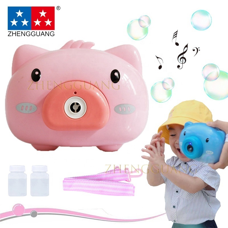 Zhengguang Kids Automatic Bubble Camera Toy With Led Flashing Lights Music Camera Bubble Machine Cartoon Bubble Camera Toy Pig