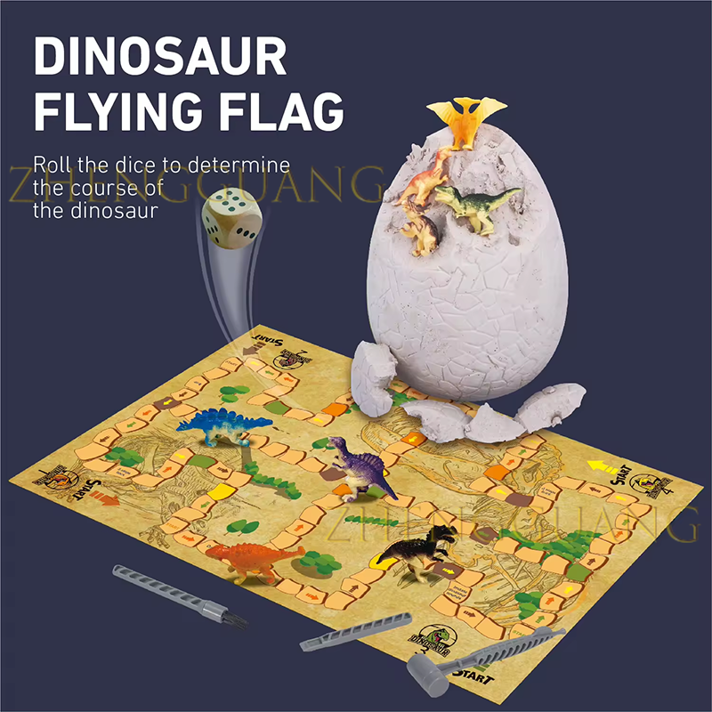 Zhengguang Toys New 12 Dinosaur Archaeological Toys Kids Set Dig Big Egg Toy Fossils Dinosaur Fossils Set With Map And Tool