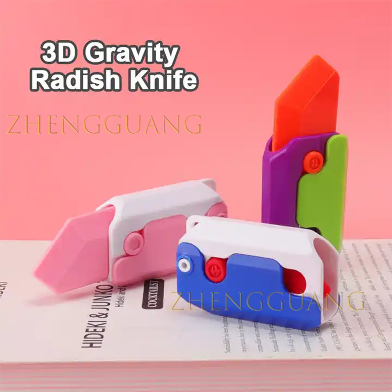 Zhengguang Toys Tiktok Popular 3D Gravity Knife Plastic Mini 3D Radish Knife Decompression Net Red Children Toys Radish Knife