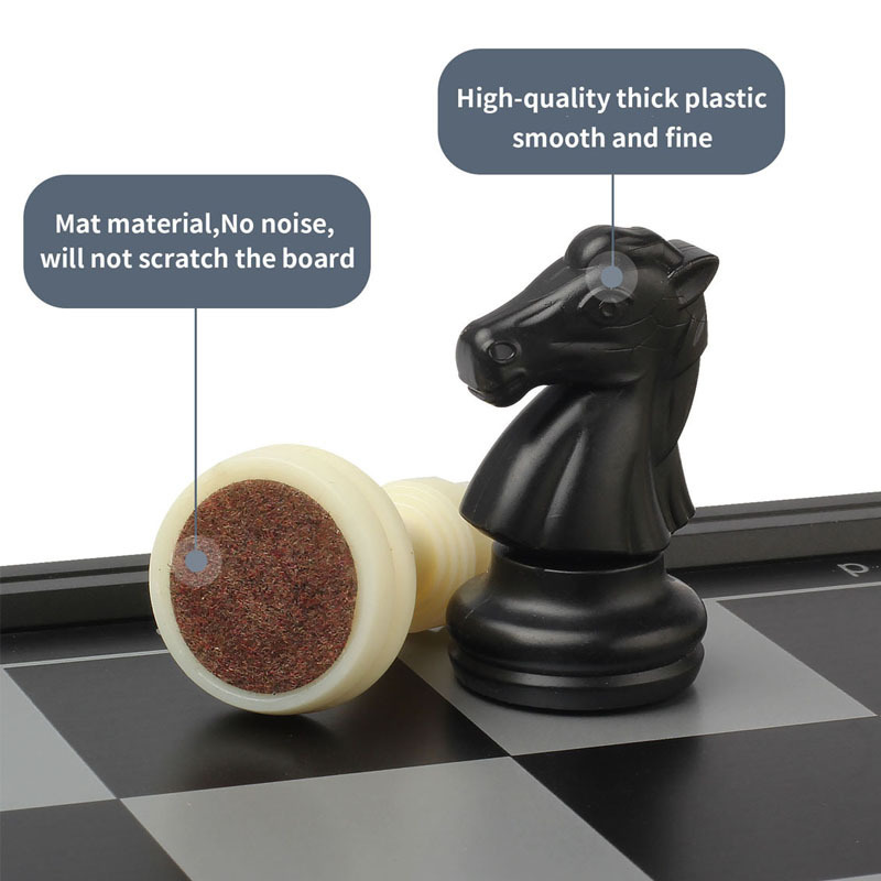 Travel Chess Set Plastic Magnetic Folding Chess Board with Storage Box