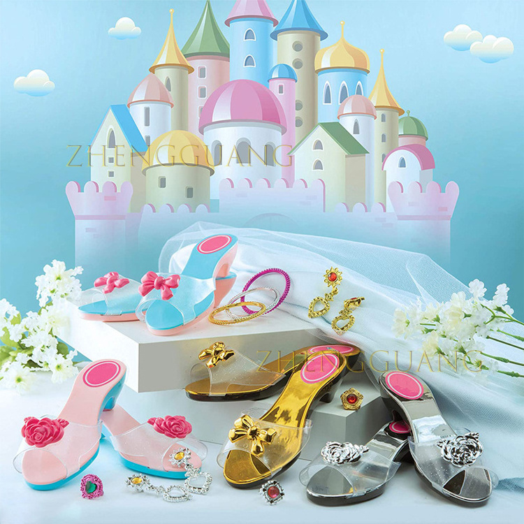 ZG Kids pretend beauty play jewelry toys dress up fashion beauty play set princess with shoes