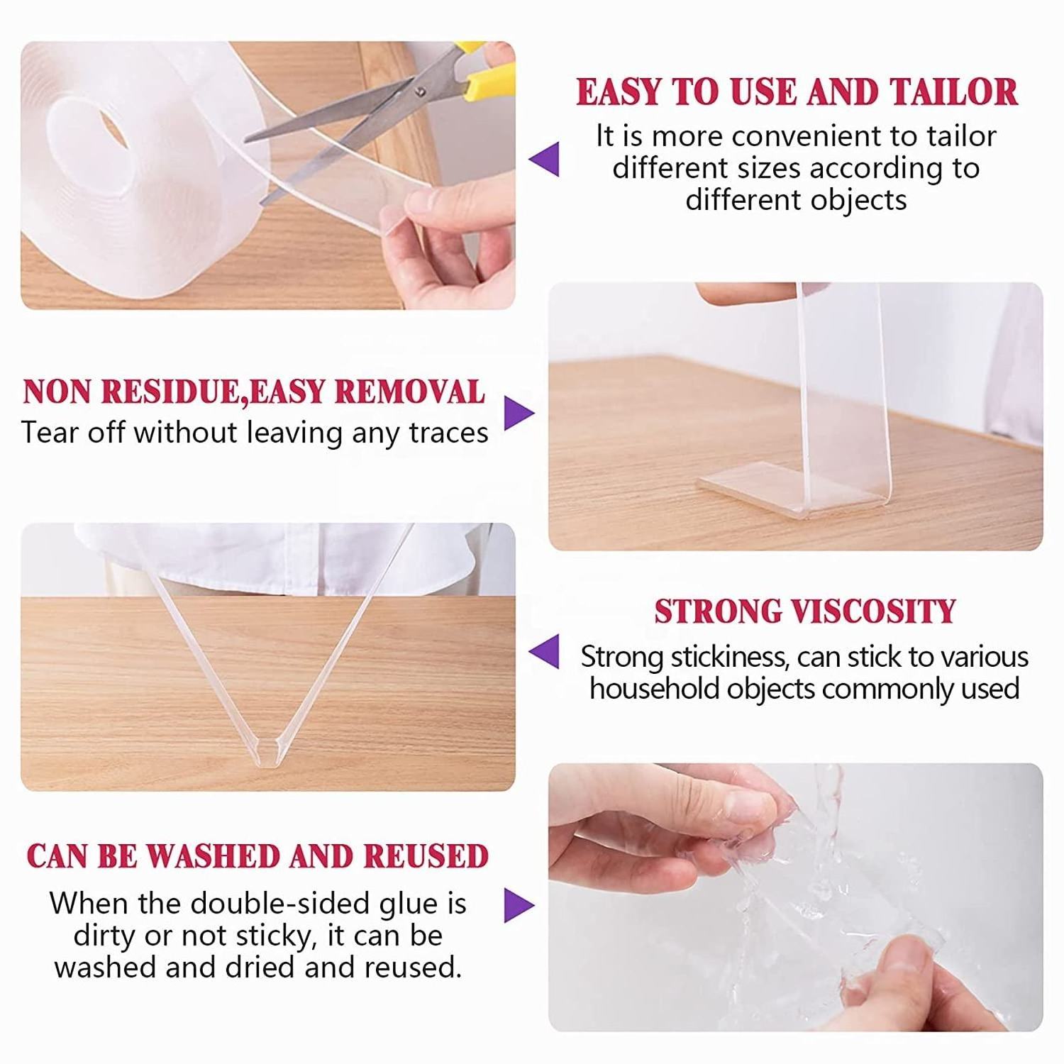 DIY Extension Pvc Double Sided Adhesive Tape Transparent Cinta Nano Balloon