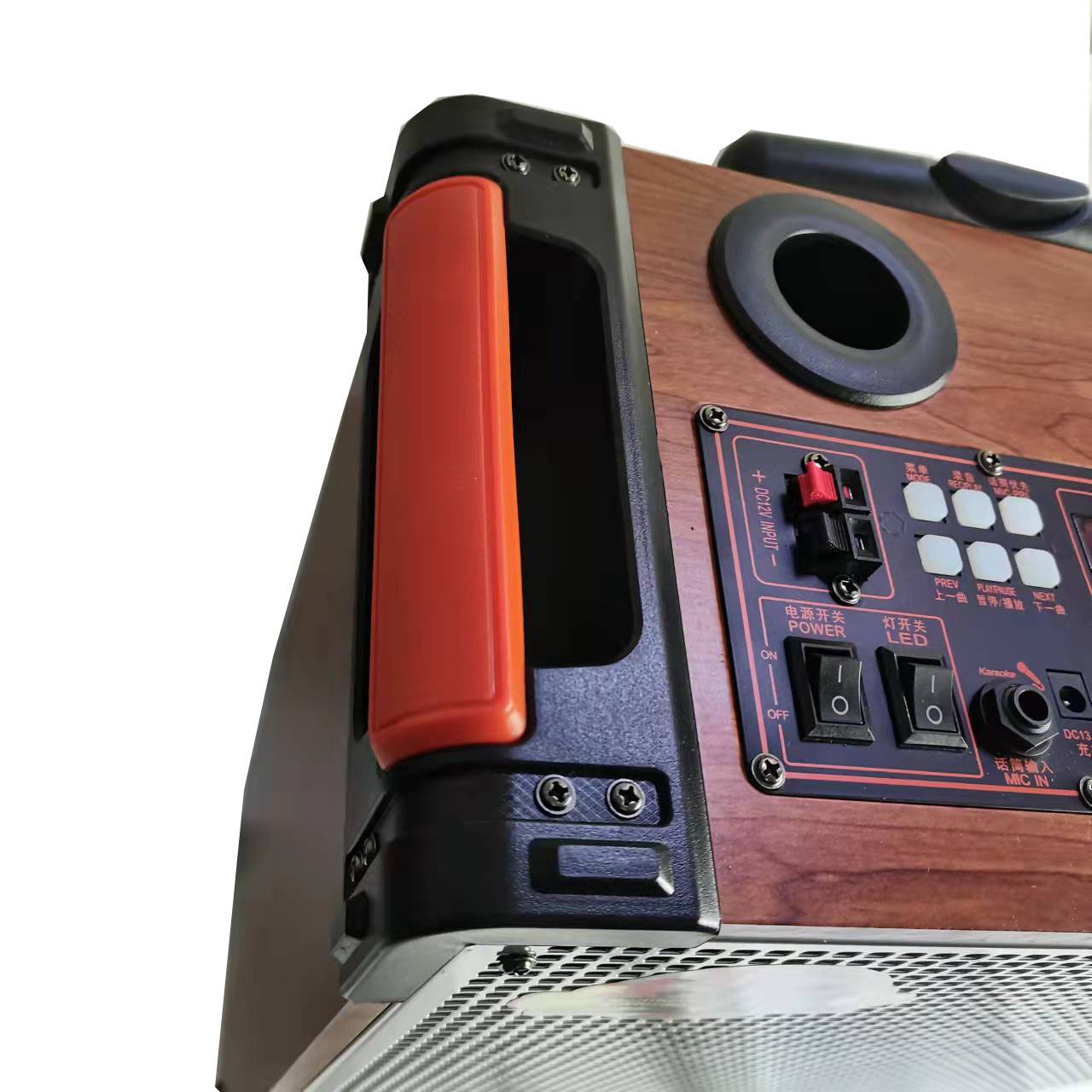 NDR High Quality Mobile WOOD  Speaker outdoor 8 Inch Trolley Outdoor Party Portable BT Speaker With Led Display