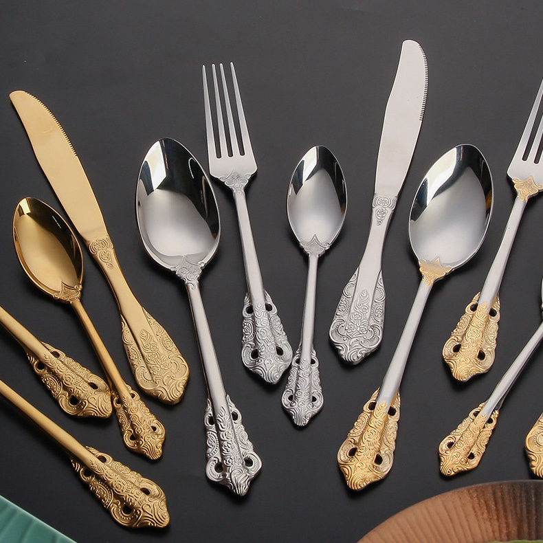 cutlery set stainless steel gold cutlery gold stainless steel flatware set knife fork spoon set stainless steel cutlery