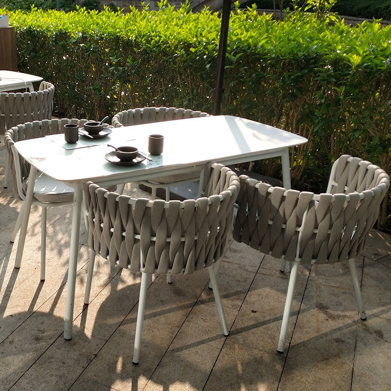 Good Price Outdoor Patio Cast Aluminum Furniture All Weather Dining Sets Balcony Outdoor Rattan Wicker Chairs