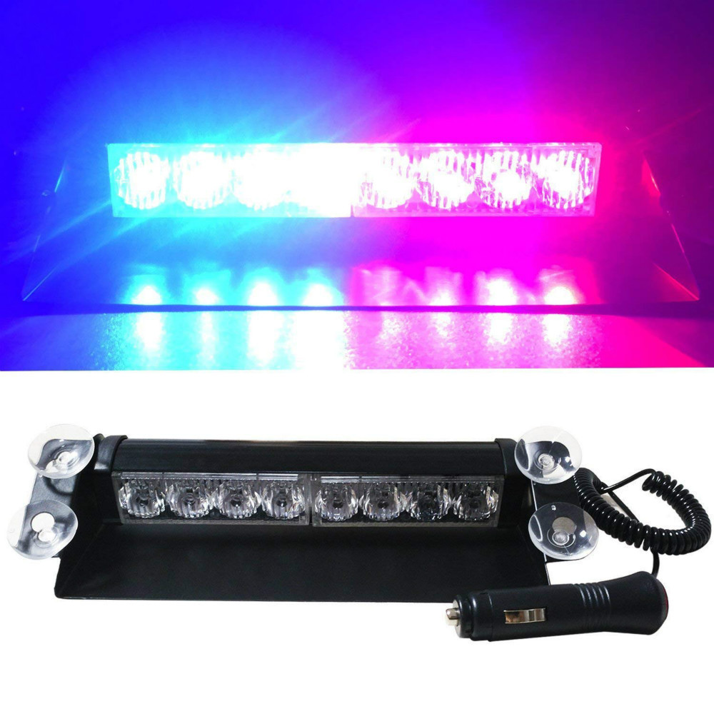 Car LED Strobe Lights Red/Blue Yellow/White Signal Lamps Flash Dash Emergency Flashing Windshield Warning Light 12V