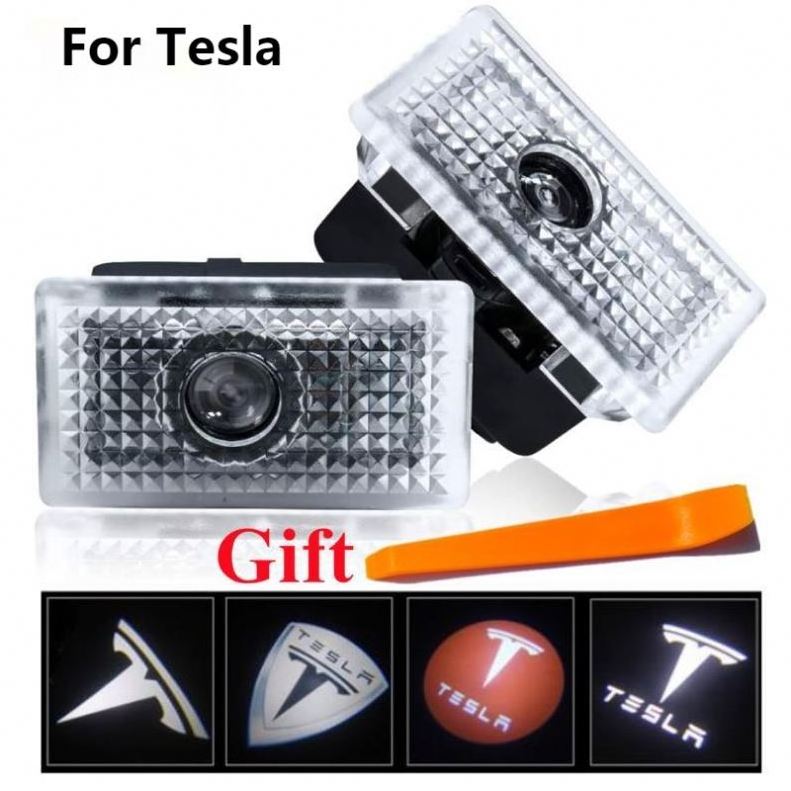 For Tesla Model 3/Y/S/X LED Puddle Lights Car Logo Projector Door Step Light Accessories Interior Light