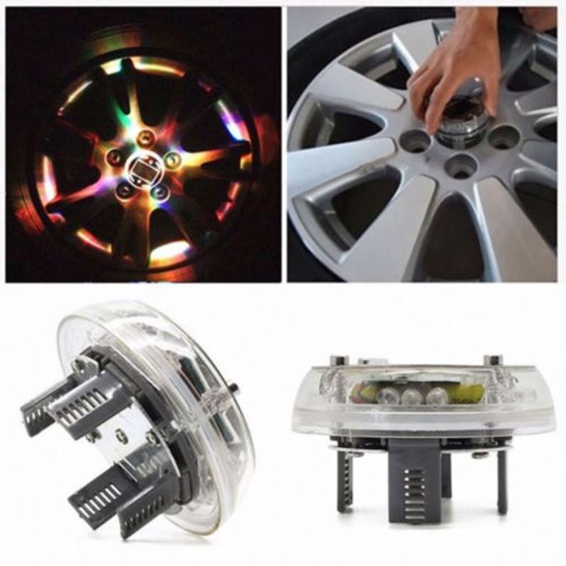 Car Accessories 12 LED RGB Auto Solar Energy Flash Wheel Tire Rim Light Car Colorful Atmosphere Hub Lamp Car Decorative Lights