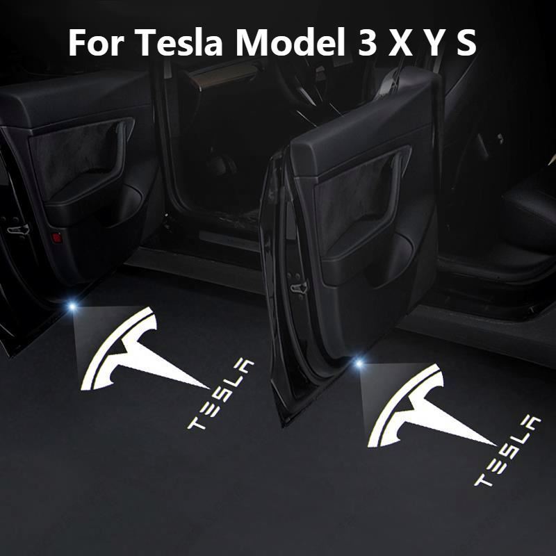 For Tesla Model 3/Y/S/X LED Puddle Lights Car Logo Projector Door Step Light Accessories Interior Light