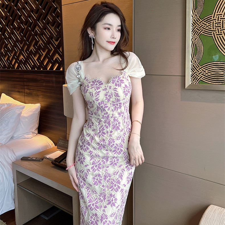 ZYHT 10071 Stylish  Bodycon Wedding Guest Dress Women lace crochet dress Dresses