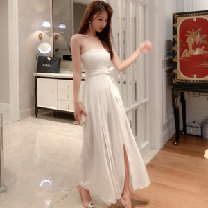 Elegant Ladies Sexy Chiffon Bandage Evening Dresses White Jumpsuit Women Dress