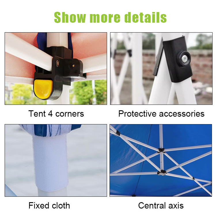 3X3 Fold Easy Pop Up Outdoor Trade Show Waterproof 600D Canvas Blue Tent Outdoor Event Folding Tent Gazebo