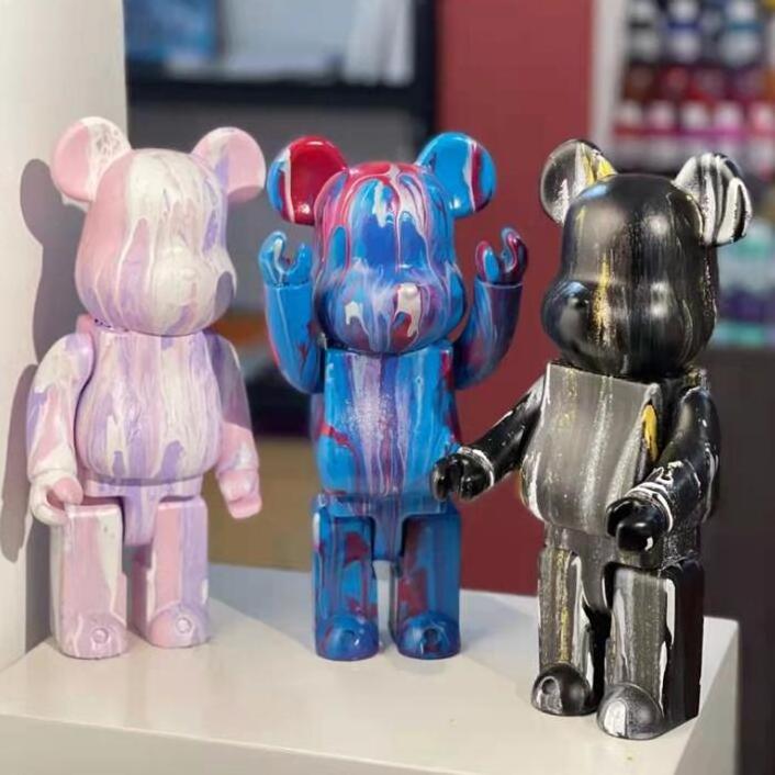 Manufacturer DIY Bearbrick PVC Fluid Bears Painting With Money Jar Pure white cartoon doll mould