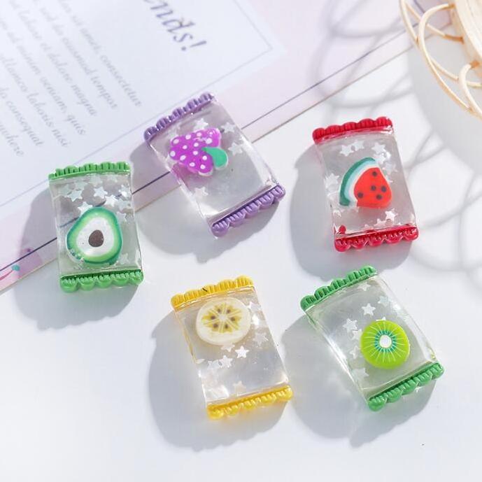 Korea Style Crystal Fruits Candy Resin Charm Kawaii Slime Charms In Promotion