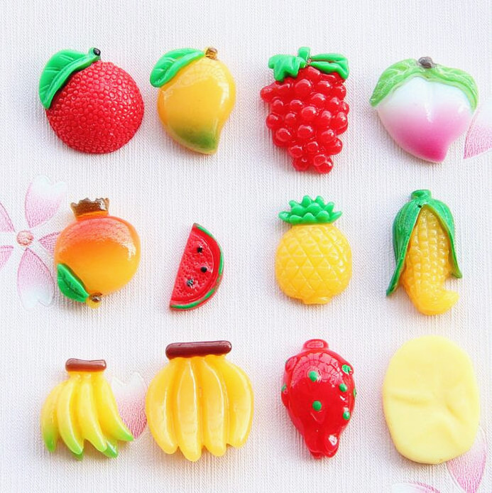 ZJToys Mini Fruits Charms resin charm for phone decoration DIY Slime Crafts