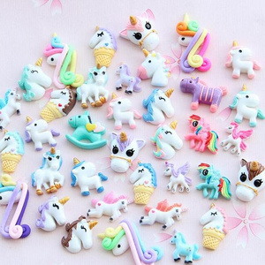 Mixed Colors Resin Crafts Unicorn Horse Charms  For DIY Phone Decoration Slime Kit Flat Back Kawaii Cabochons Toys  For Hair