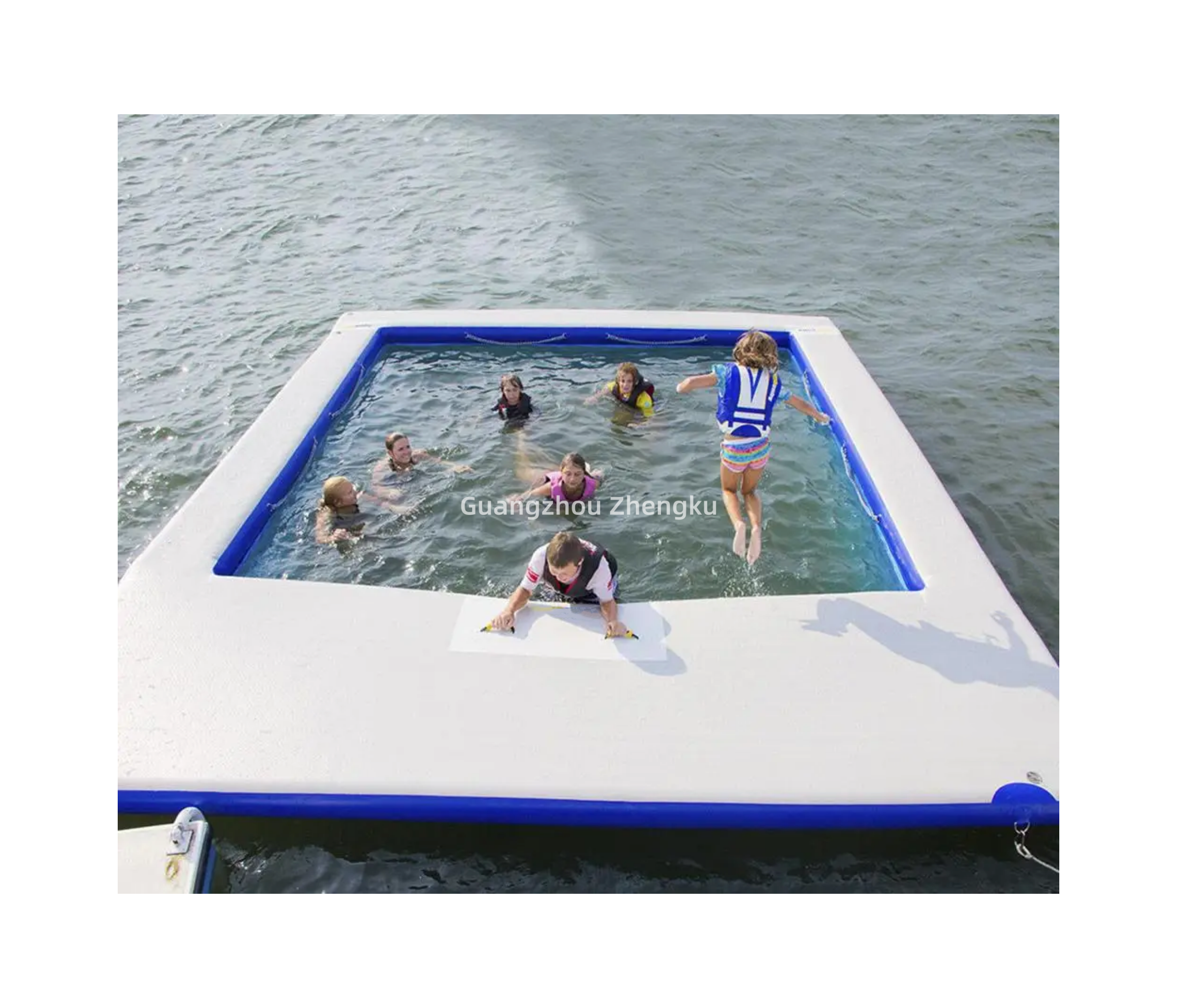 Zhengku Inflatable Water Platform Swimming Pool large Sea Floating Pool with Netting for Yacht