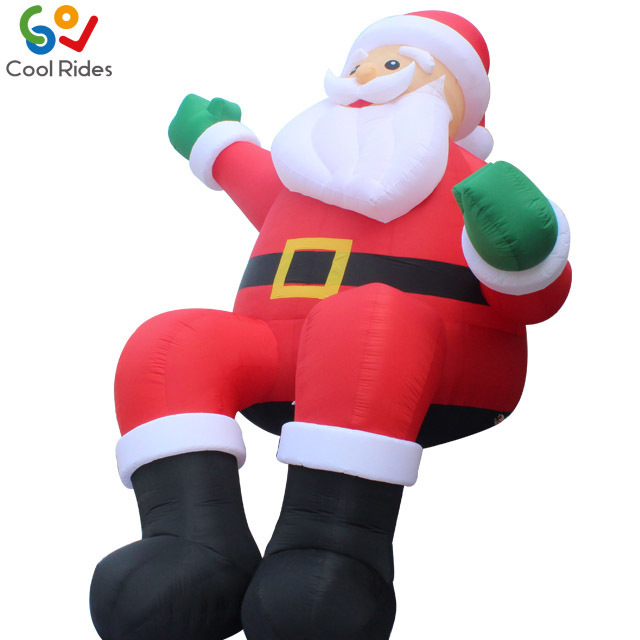 Outdoor Inflatable Skiing Christmas Santa Inflatable Santa Claus With Giftbag Decorations