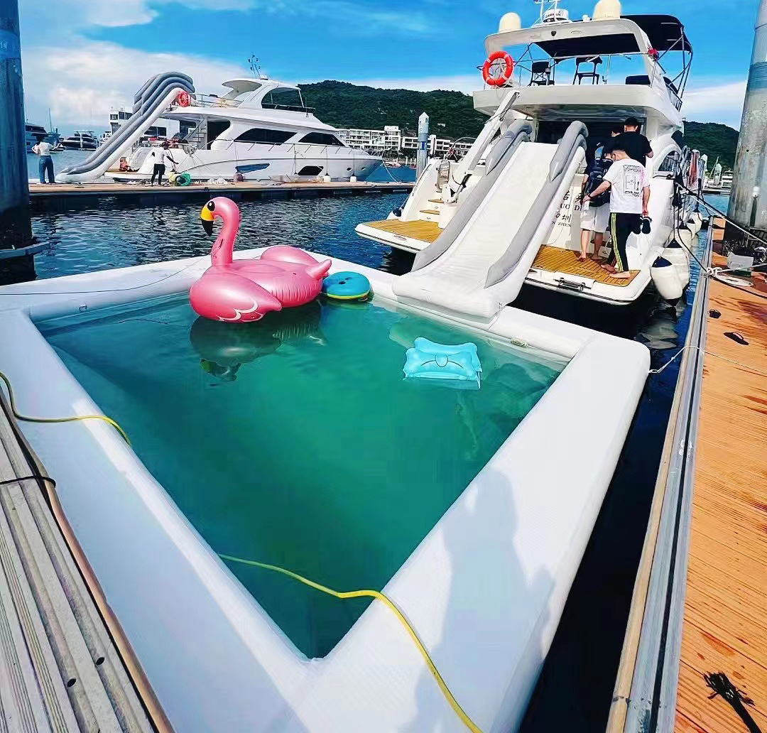 Zhengku Inflatable Water Platform Swimming Pool large Sea Floating Pool with Netting for Yacht