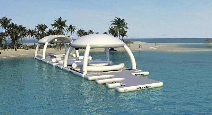 Hot sale inflatable water island floating dock platform for sea water park