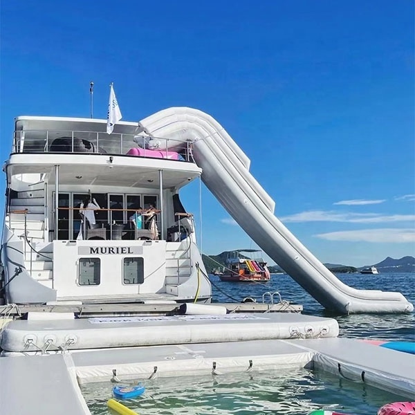 Customized inflatable boat slide water yacht slide for sale